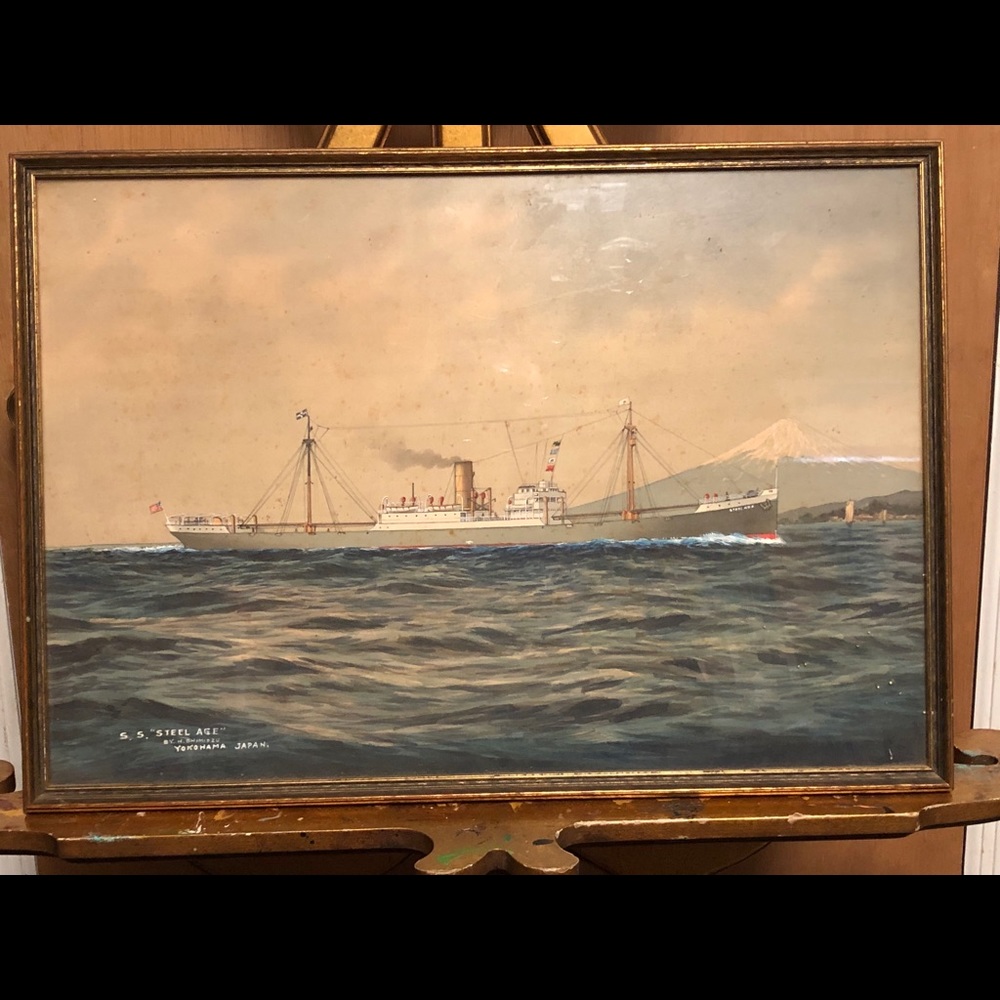 Shimidzu Yokohama watercolor painting on Silk